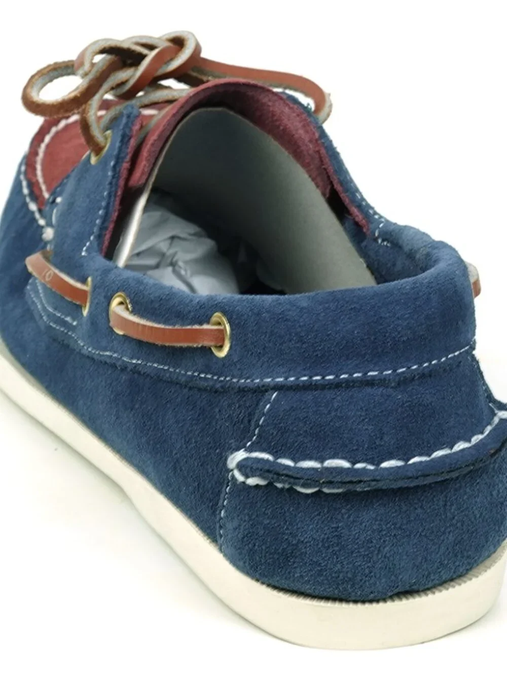 FI-6512-S Navy Burgundy Genuine Suede Lace up Boat Shoes Fiesso by Aurelio Garci